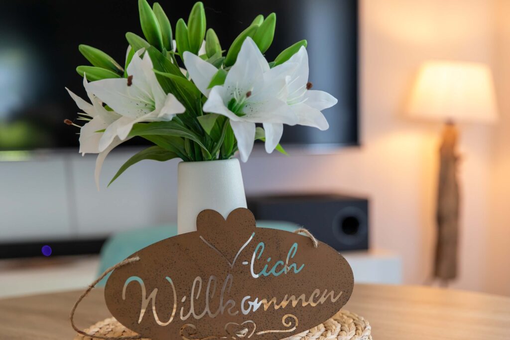 Nordseekaten Ferienhaus Deichkate Willkommensschild